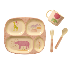 Baby Girl 4 Piece Melamine Dinner Set in Gift Box By Rice